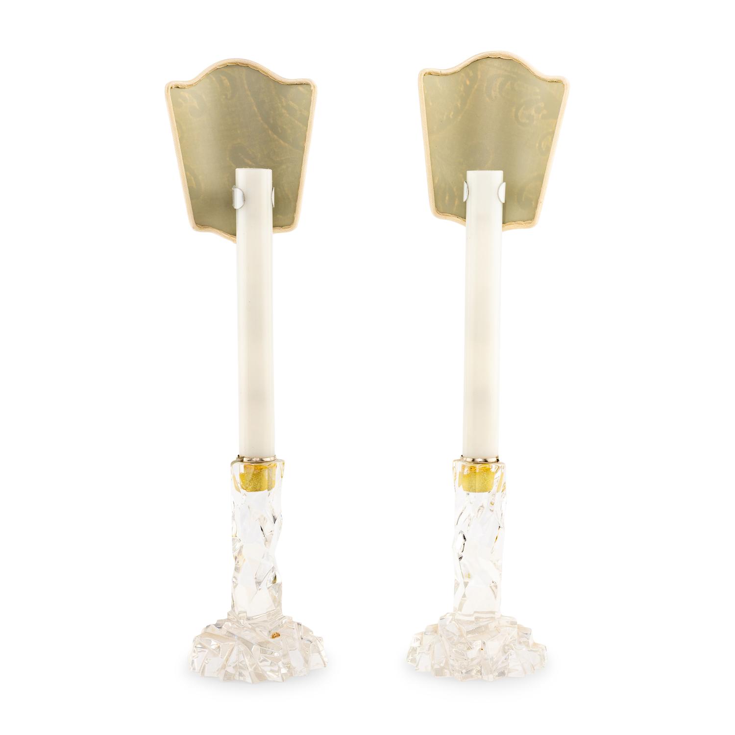 A Pair of Tiffany and Co. Molded Glass Candlestick Lamps