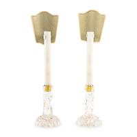 A Pair of Tiffany and Co. Molded Glass Candlestick Lamps