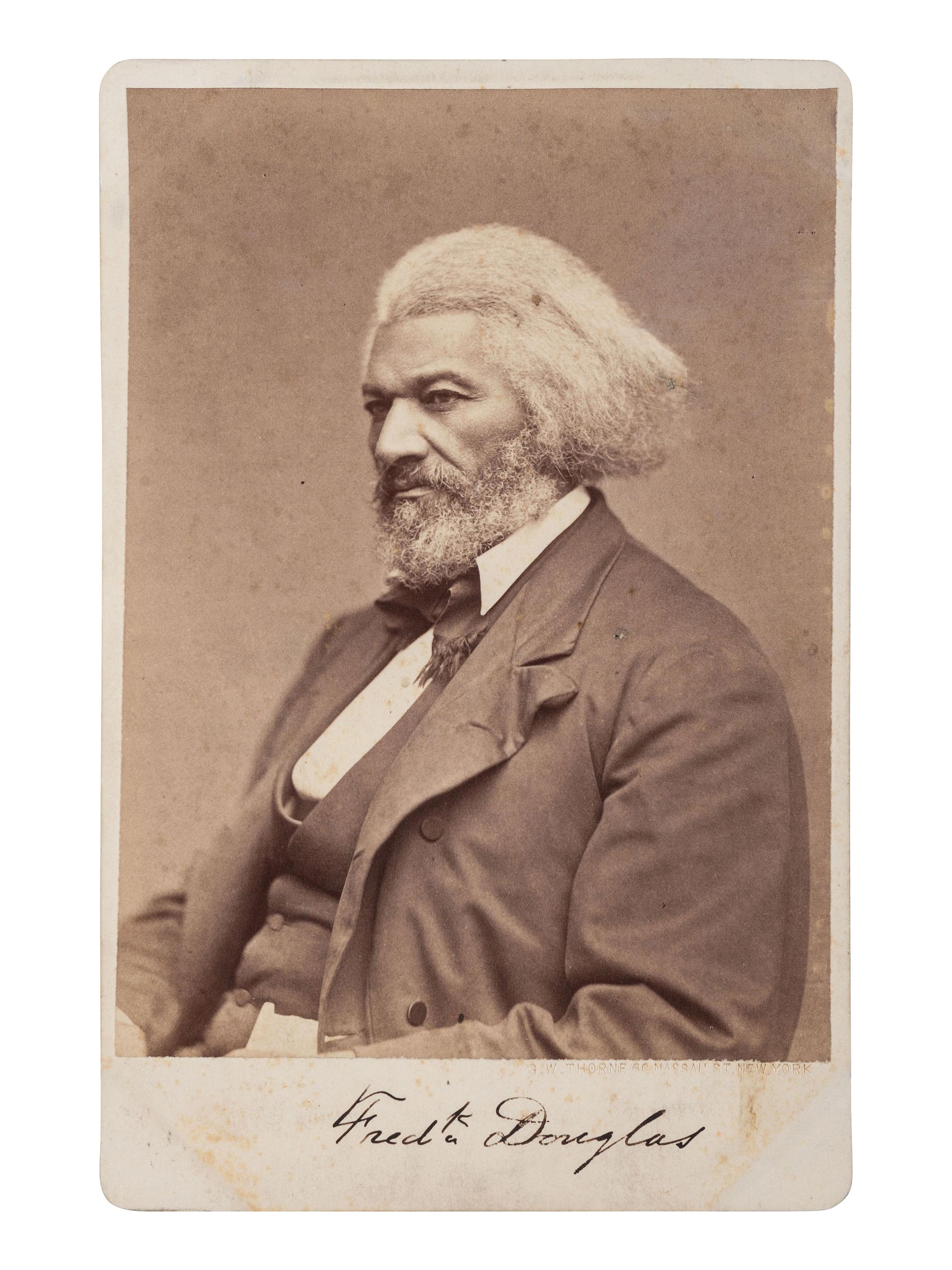 [DOUGLASS, Frederick (1818-1895)]. WARREN, George Kendall (1824-1884), photographer. Cabinet card of Frederick Douglass.