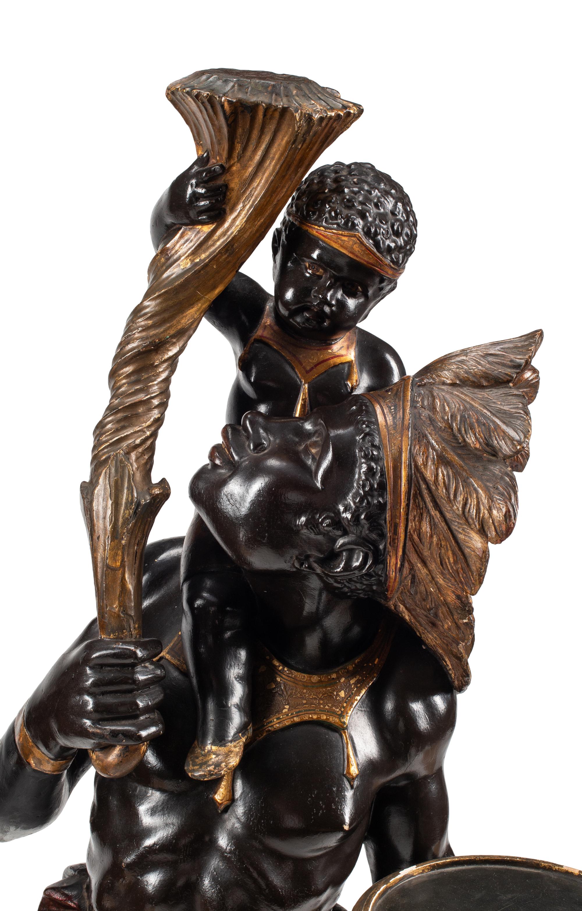 A Pair of Venetian Painted Figures