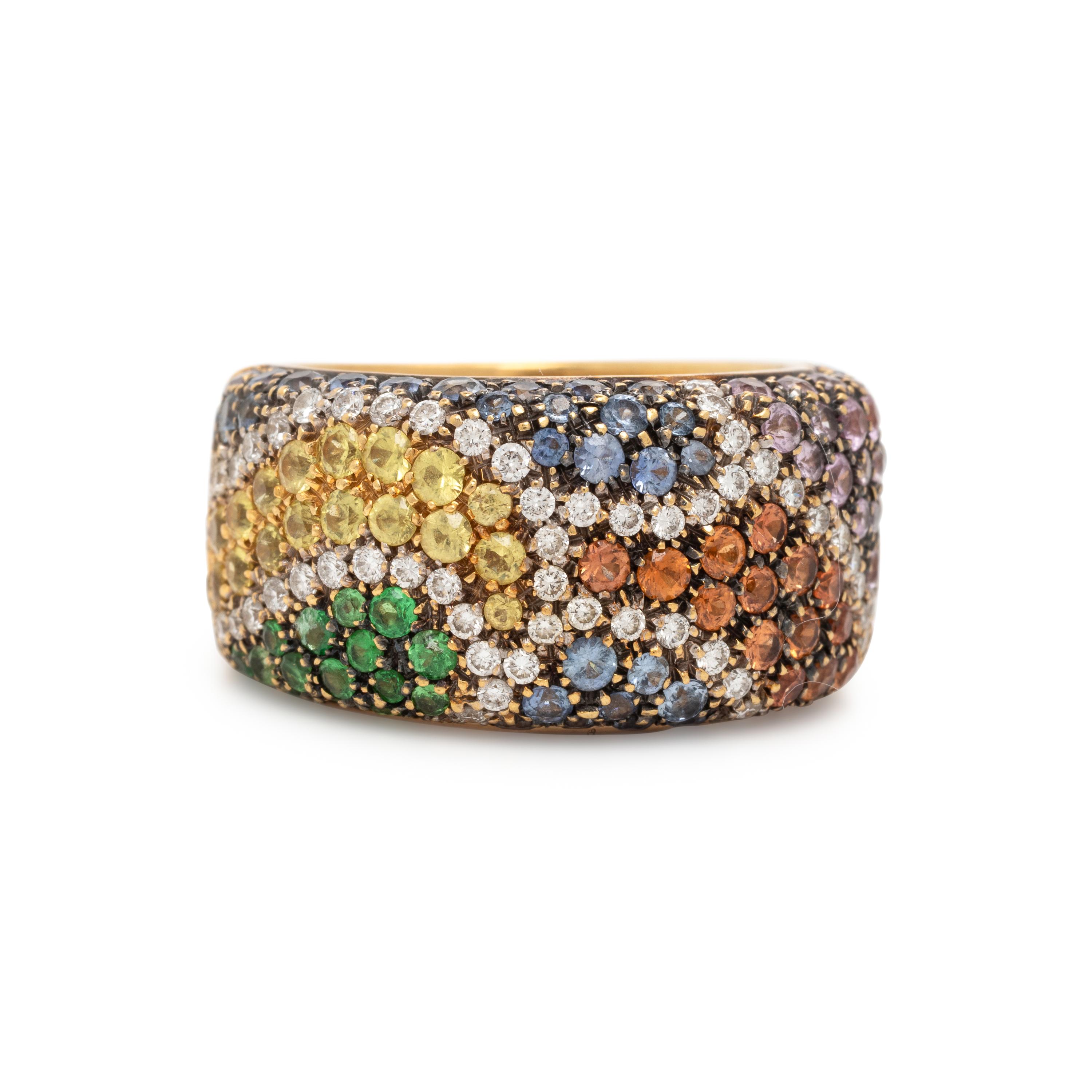 Valente, Multigem and Yellow Gold Ring