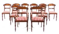 A Set of Ten Regency Style Mahogany Chairs, Height 36 inches.
