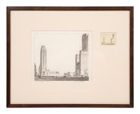 Where the West Begins (Chicago) , accompanied by two preparatory pencil sketches, 1930-32