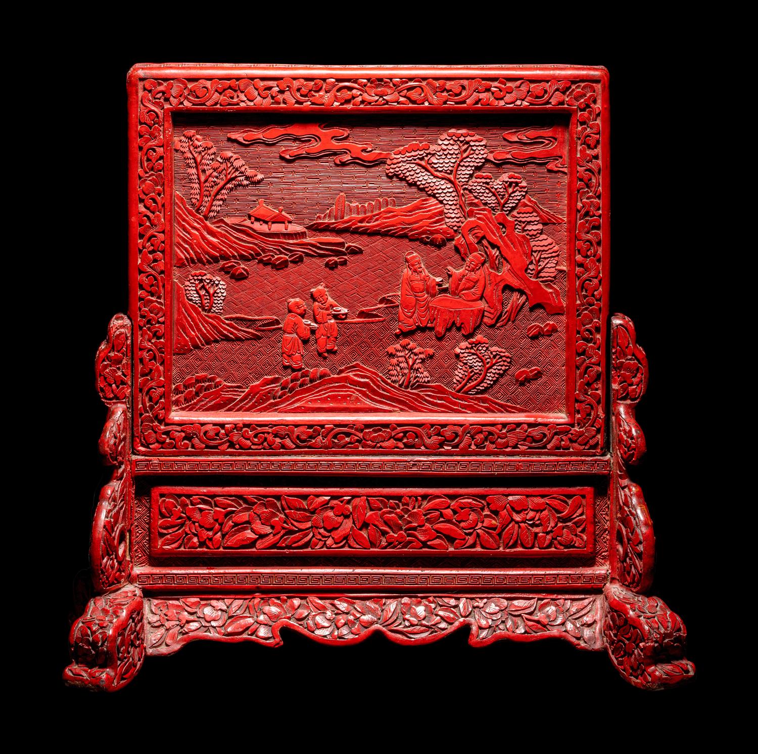 A Cinnabar Lacquer Table Screen