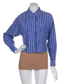 A Chanel Blue and White Cotton Striped Blouse,
