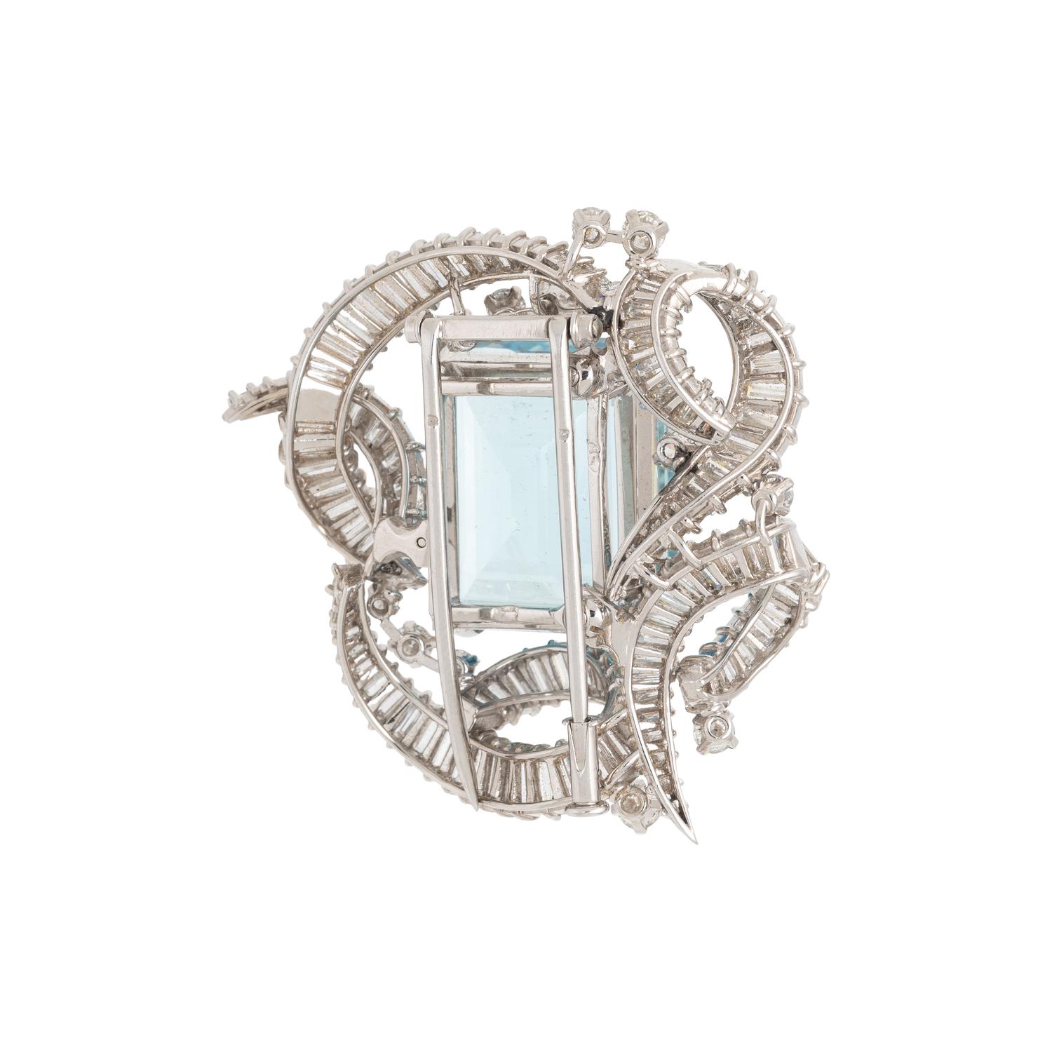 BOUCHERON, AQUAMARINE AND DIAMOND BROOCH