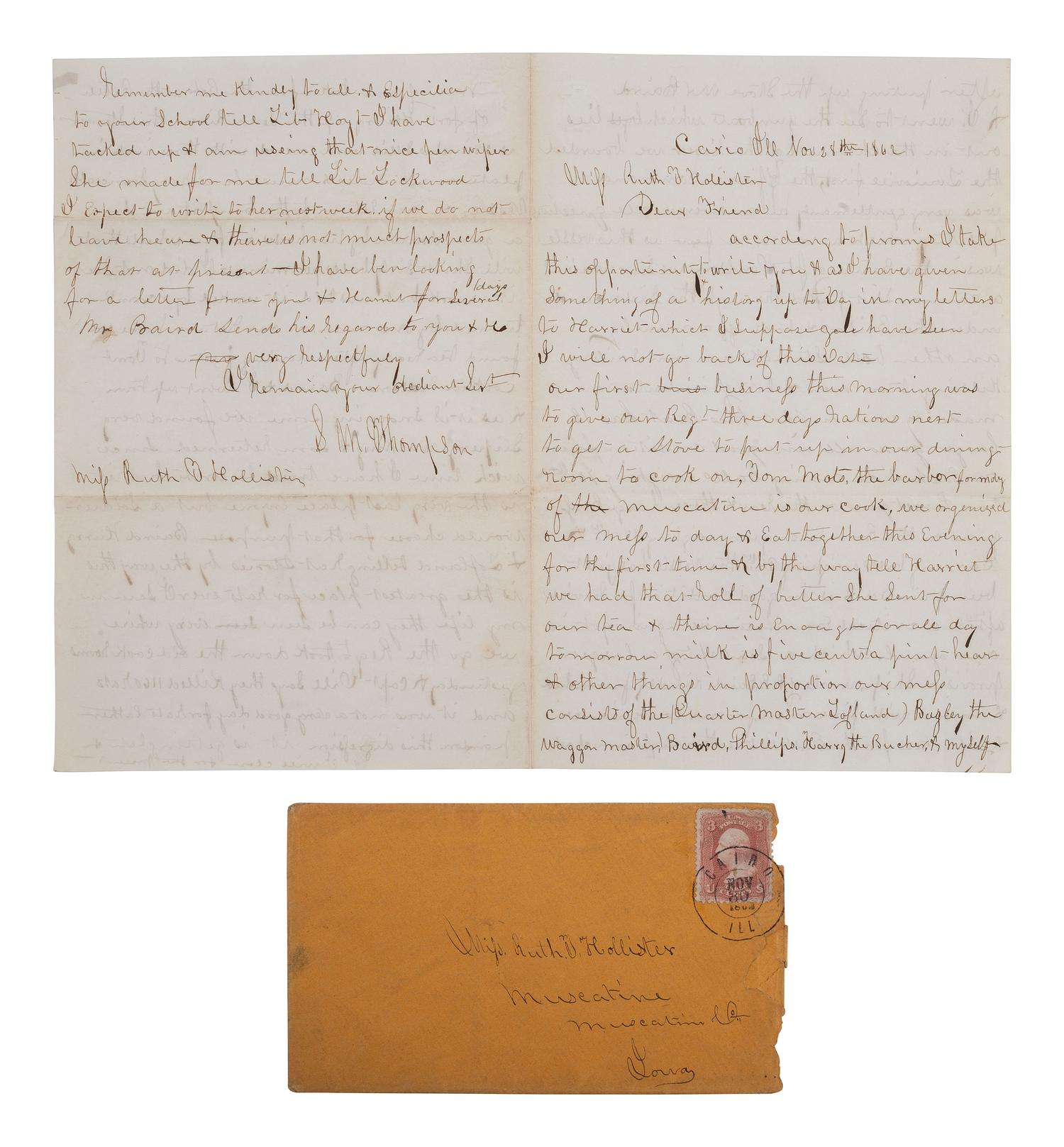 [CIVIL WAR]. Soldier's letter describing Confederate ironclad Louisville Cairo, IL, 28 Nov. 1862.