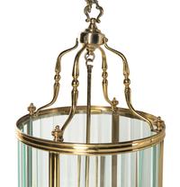 A Pair of Brass and Glass Hall Lanterns