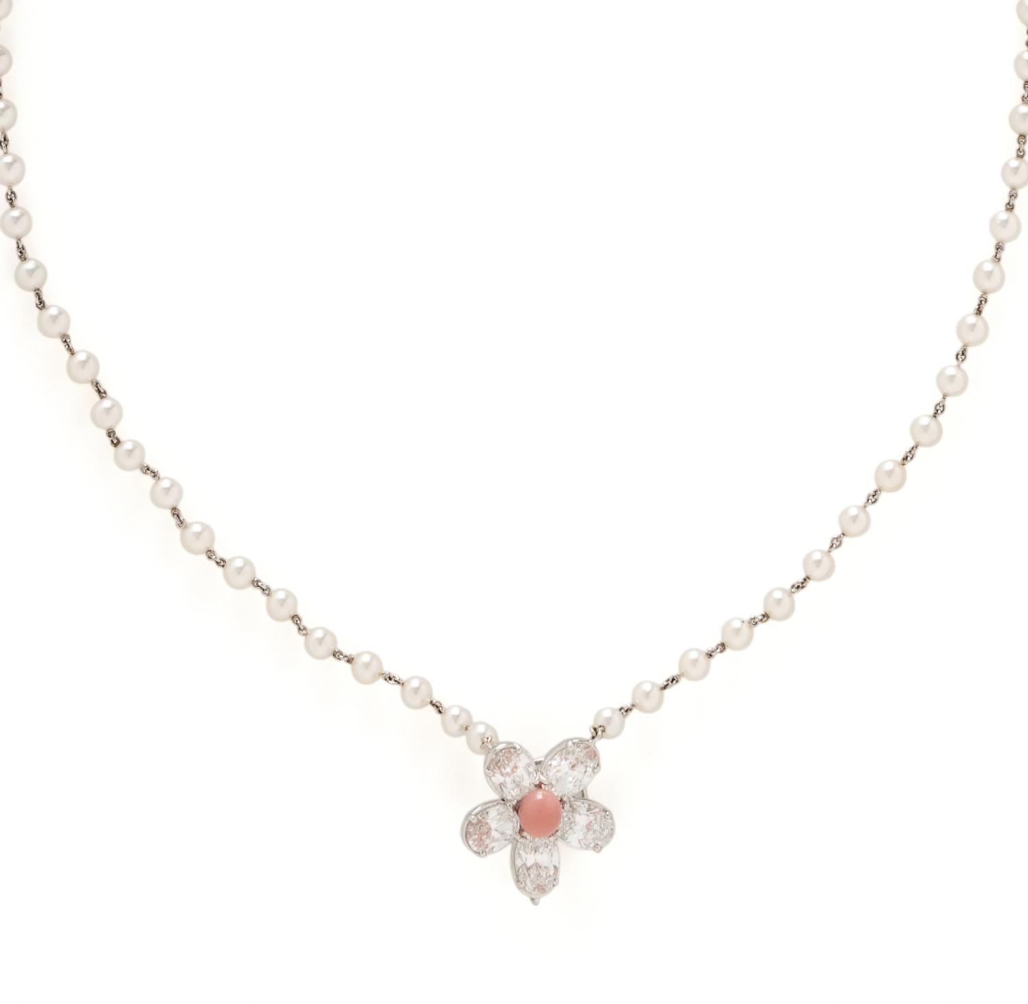 DIAMOND, CULTURED PEARL, AND CONCH PEARL NECKLACE