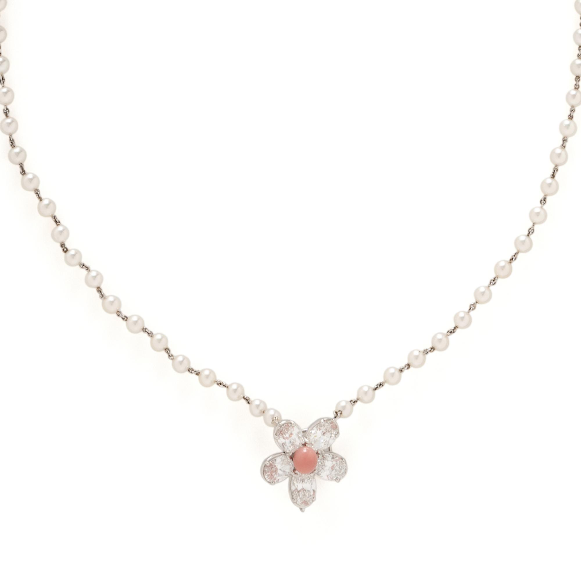 DIAMOND, CULTURED PEARL, AND CONCH PEARL NECKLACE