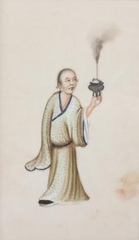A Set of Six Chinese Pith Paintings Each: 7 x 4 inches.