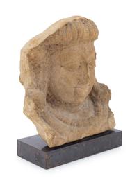 An Indian Sandstone Fragmentary Bust of Shiva