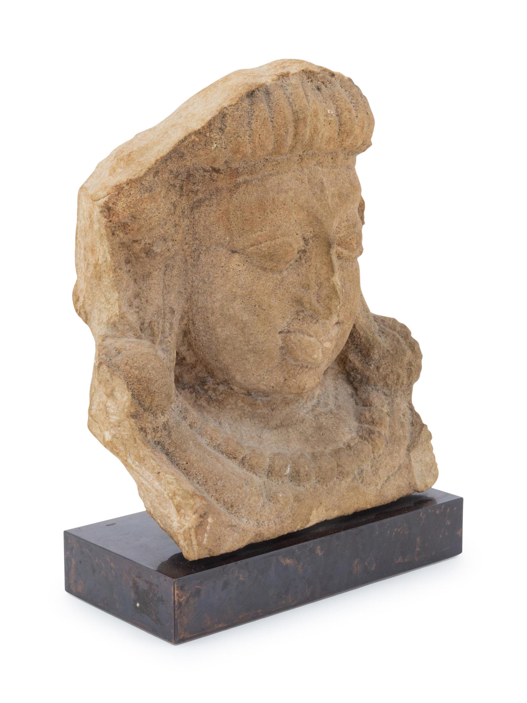An Indian Sandstone Fragmentary Bust of Shiva