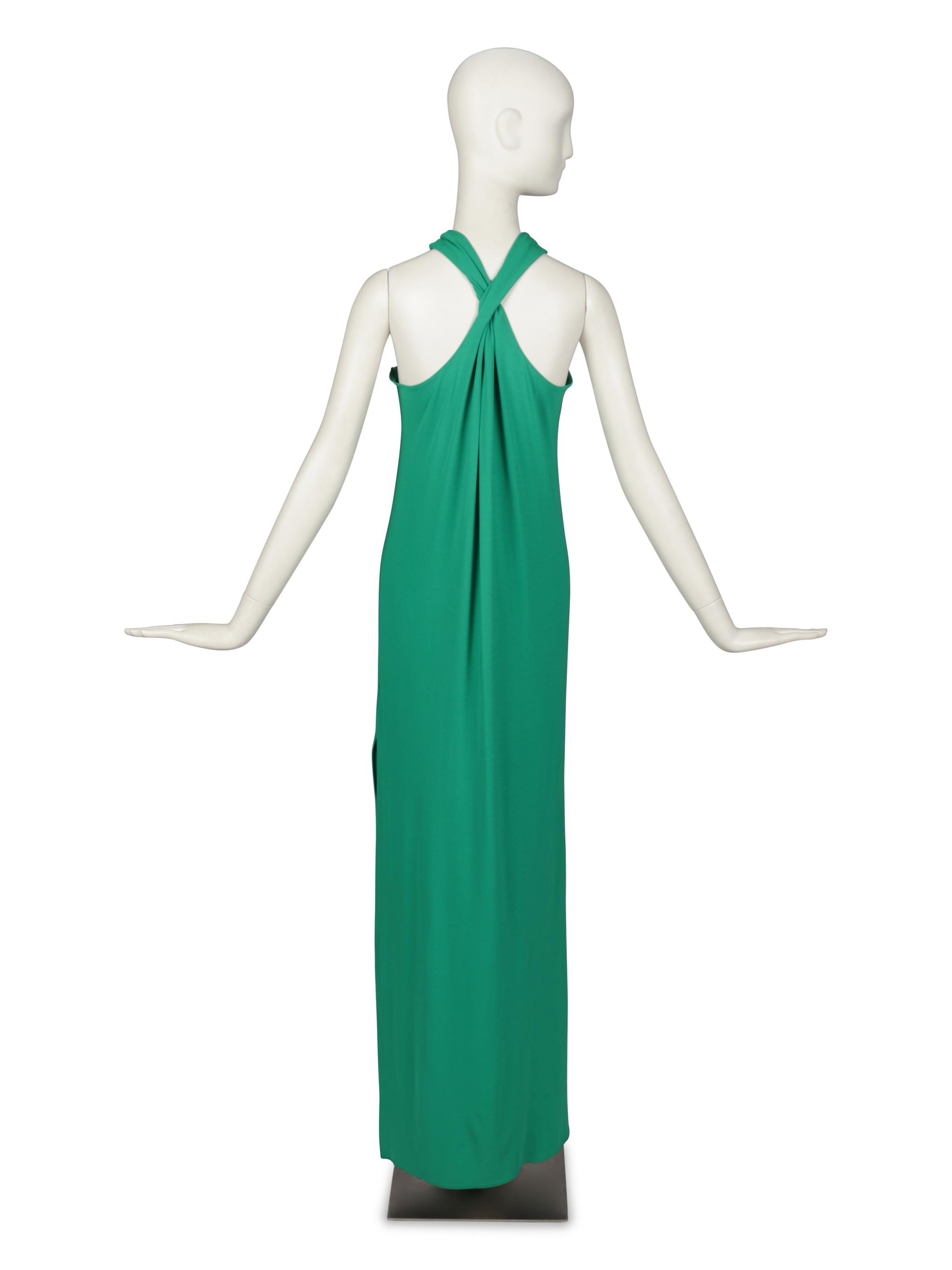 LANVIN, GREEN HALTER GOWN