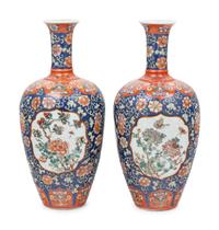 A Pair of Chinese Enameled Porcelain Vases