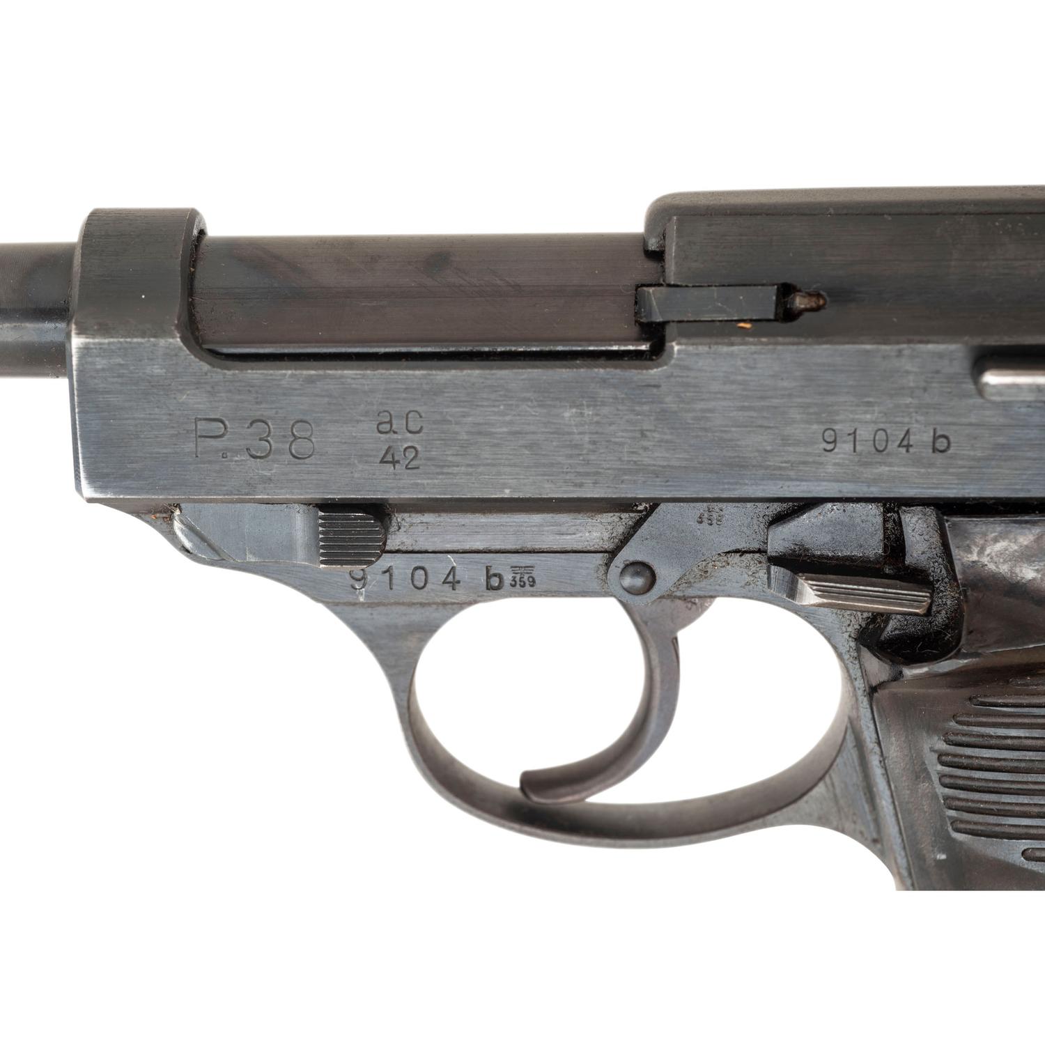 **ac42 Code P38 Pistol in Modern Display Case with Period Holster and Two Magazines