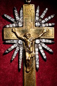 A Russian Silver-Gilt Metal and Paste Gem-Set Pectoral Cross Pendant Owned by Rudolf Nureyev
