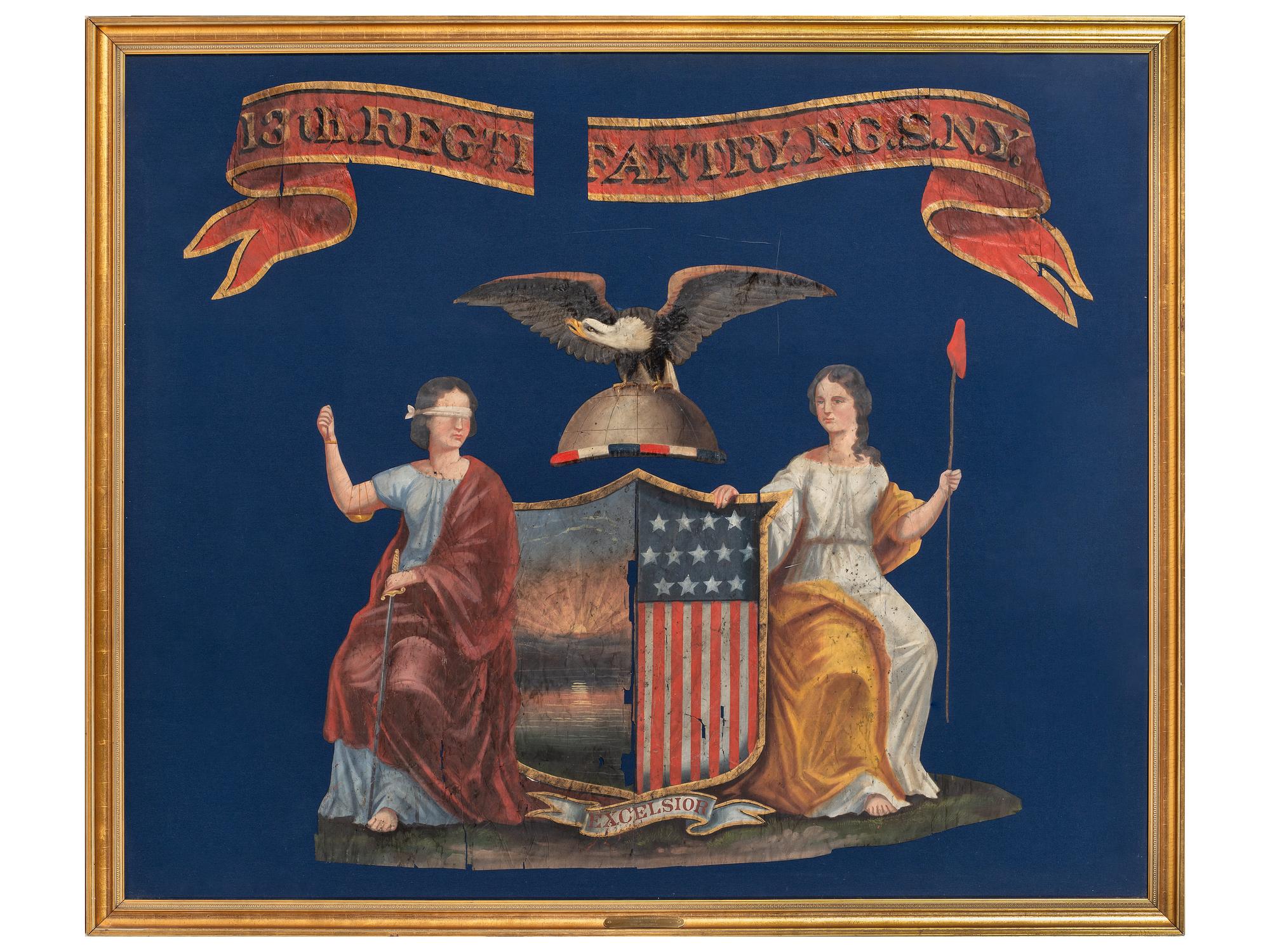 [CIVIL WAR]. Semi-restored flag of the 13th New York State Militia, the "National Grays."