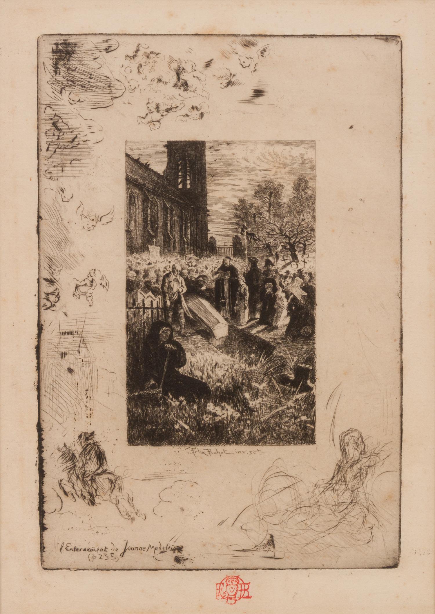 Felix Hilaire Buhot, (French, 1847-1898), L'enterrement de Jeanne Madeleine, 1877