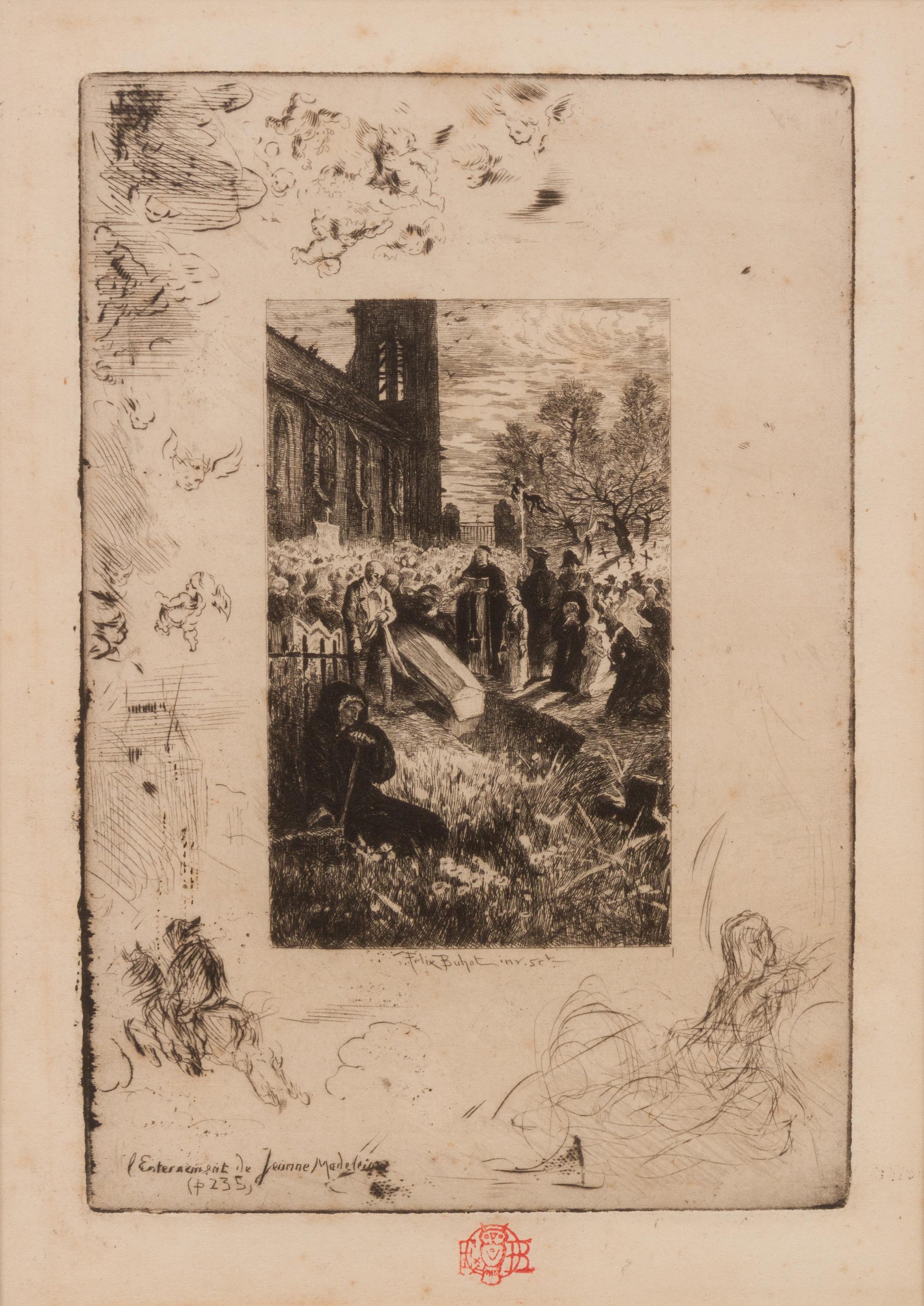Felix Hilaire Buhot, (French, 1847-1898), L'enterrement de Jeanne Madeleine, 1877