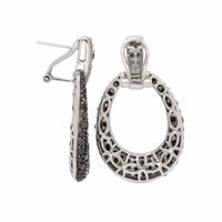 White Gold, Diamond, and Black Diamond Earrings