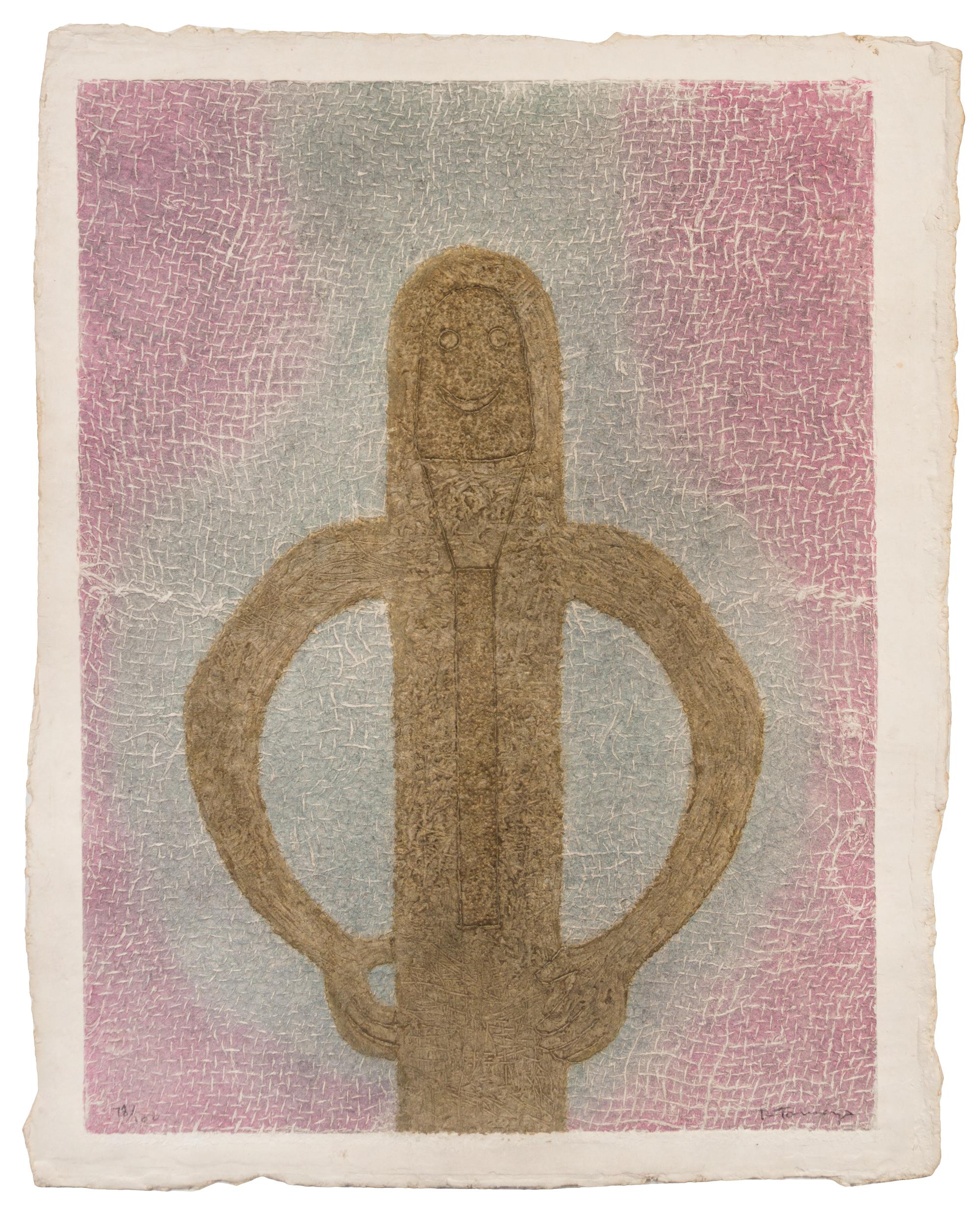 Rufino Tamayo, (Mexican, 1899-1991), Personaje con red, 1982