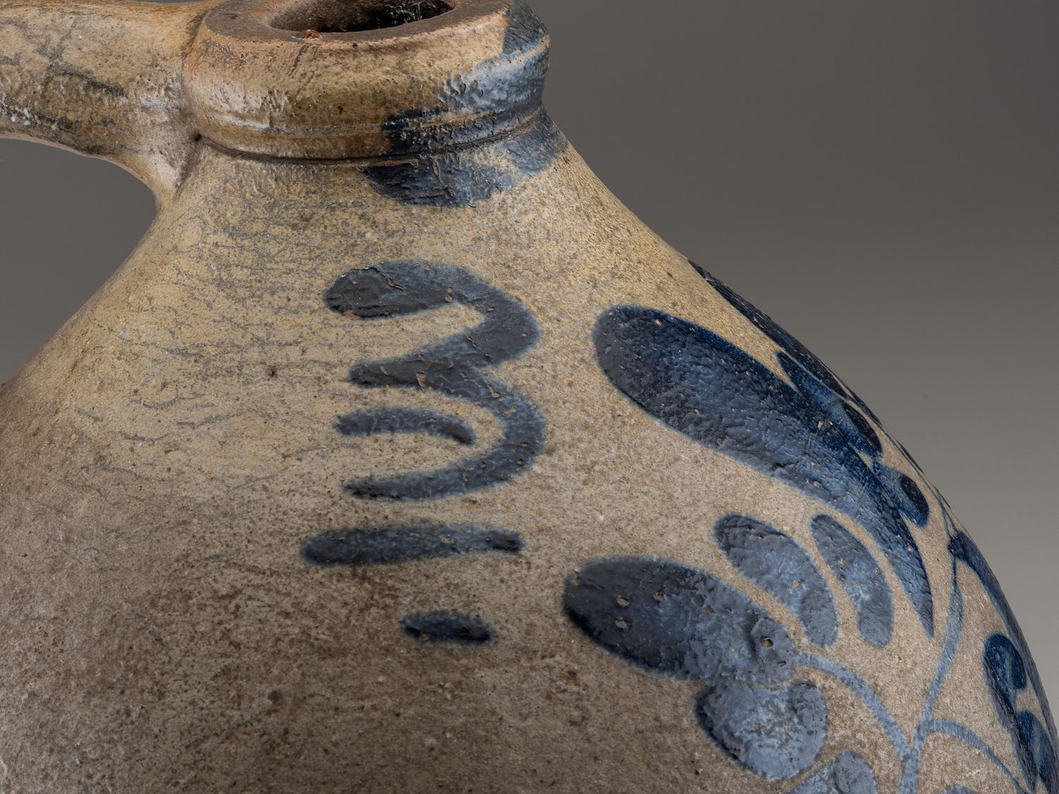 A Three-Gallon Cobalt Decorated Stoneware Jug