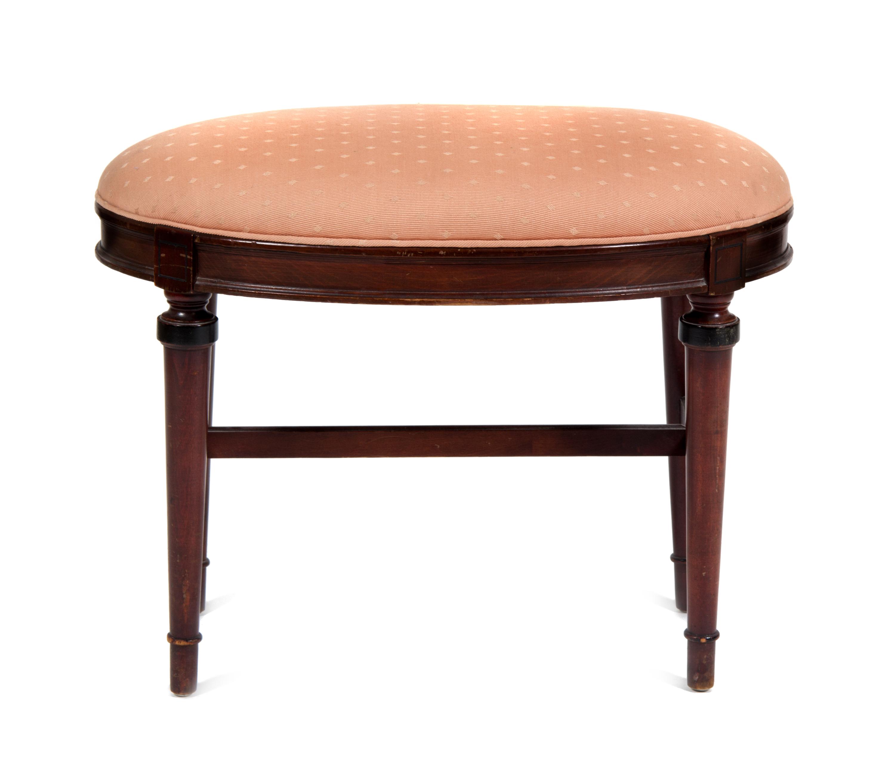 A Louis XVI Style Walnut Stool Height 25 x width 19 x depth 16 inches. — 20TH CENTURY