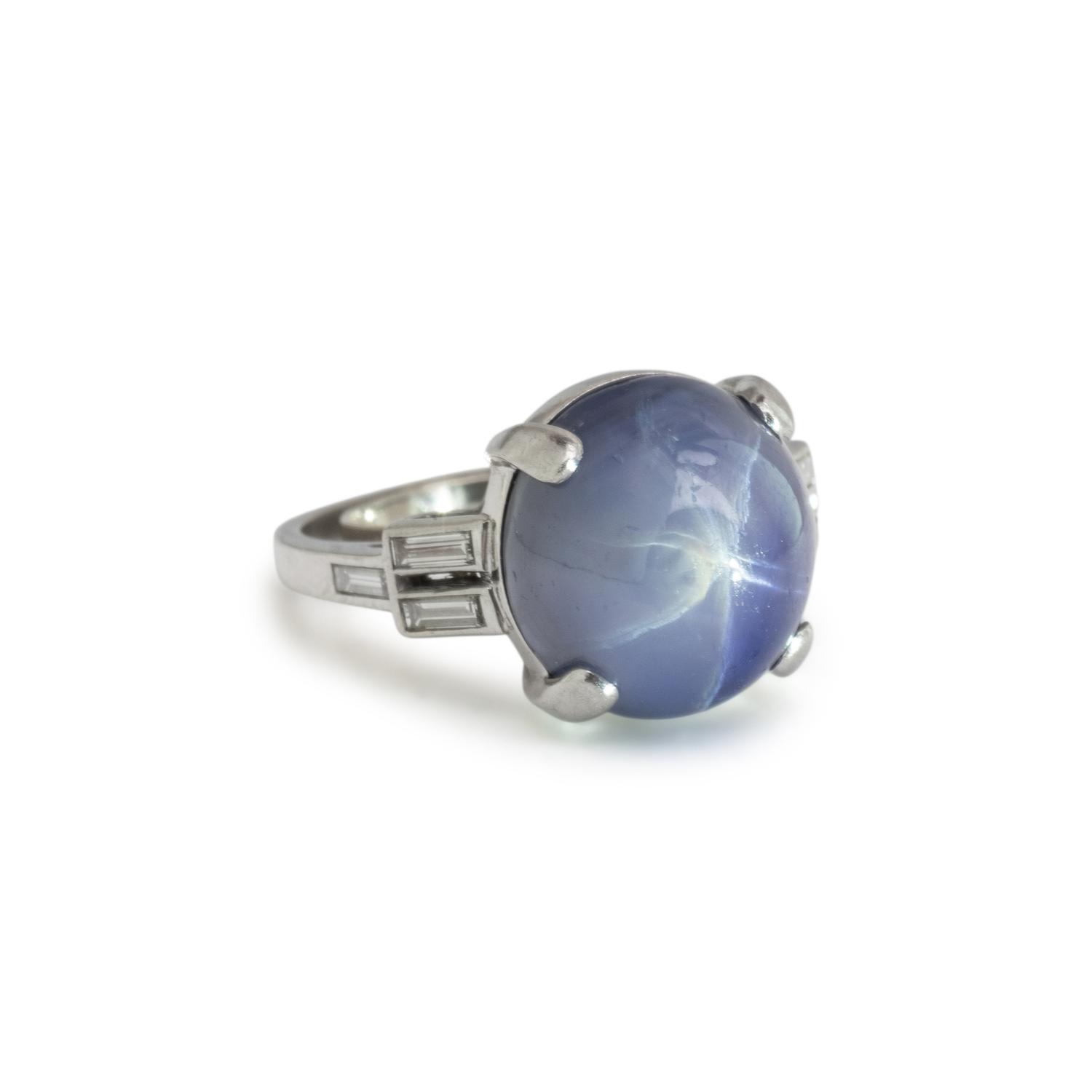 STAR SAPPHIRE AND DIAMOND RING