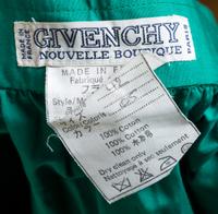 A Givenchy Multicolor Cotton Floral Top and Green Skirt Set, Top no size; Skirt size 42; Belt: 71" x 2".