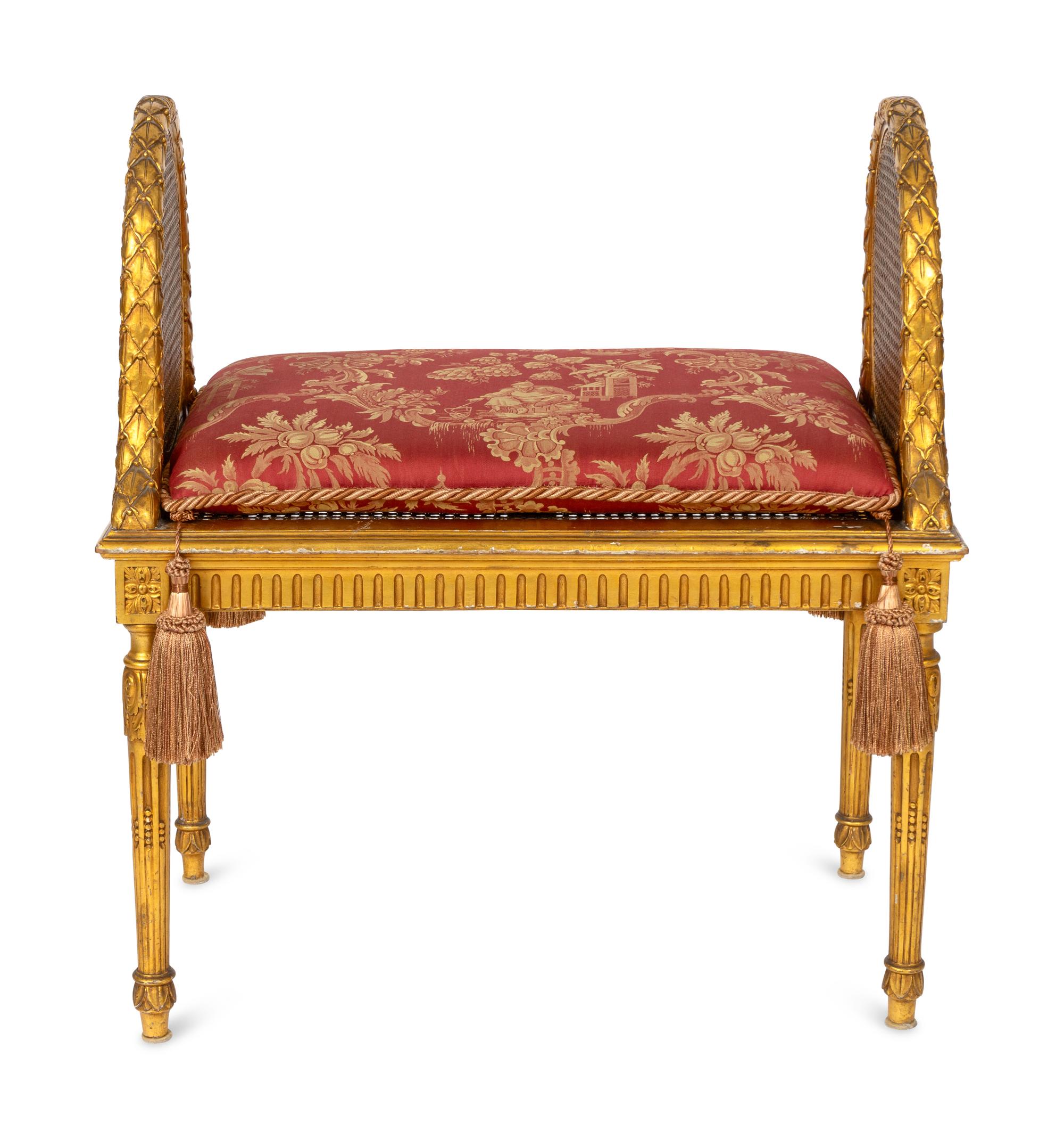 A Louis XVI Style Giltwood Window Seat