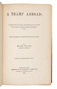 CLEMENS, Samuel Langhorne ("Mark Twain") (1835-1910). A Tramp Abroad . Hartford: American Publishing Company, 1894.