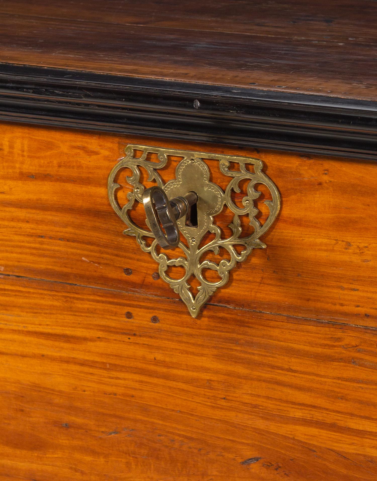 An Indo-Portuguese Ebony and Satinwood Trunk