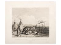 [NATIVE AMERICANS]. BODMER, Karl (1809-1893). ACKERMAN & Co., publisher. Funeral Scaffold of a Sioux Chief near Fort Pierre.
