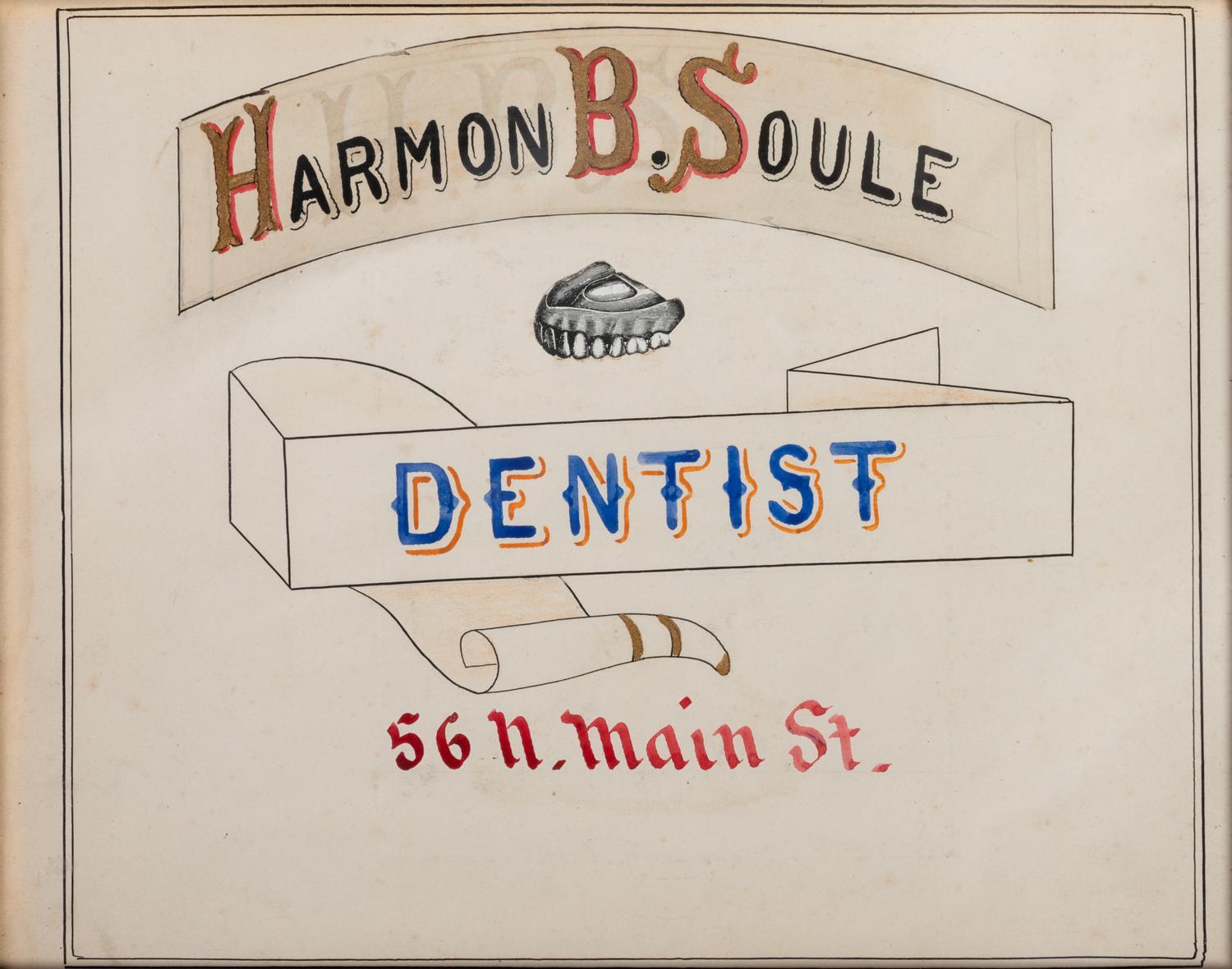 Five Framed Specialty Shop Advertising Hand Colored Prints and Watercolors