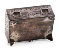Heavily Stamped Sterling Silver Lidded Box, with Turquoise