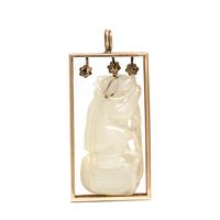 JADE, DIAMOND, AND YELLOW GOLD PENDANT
