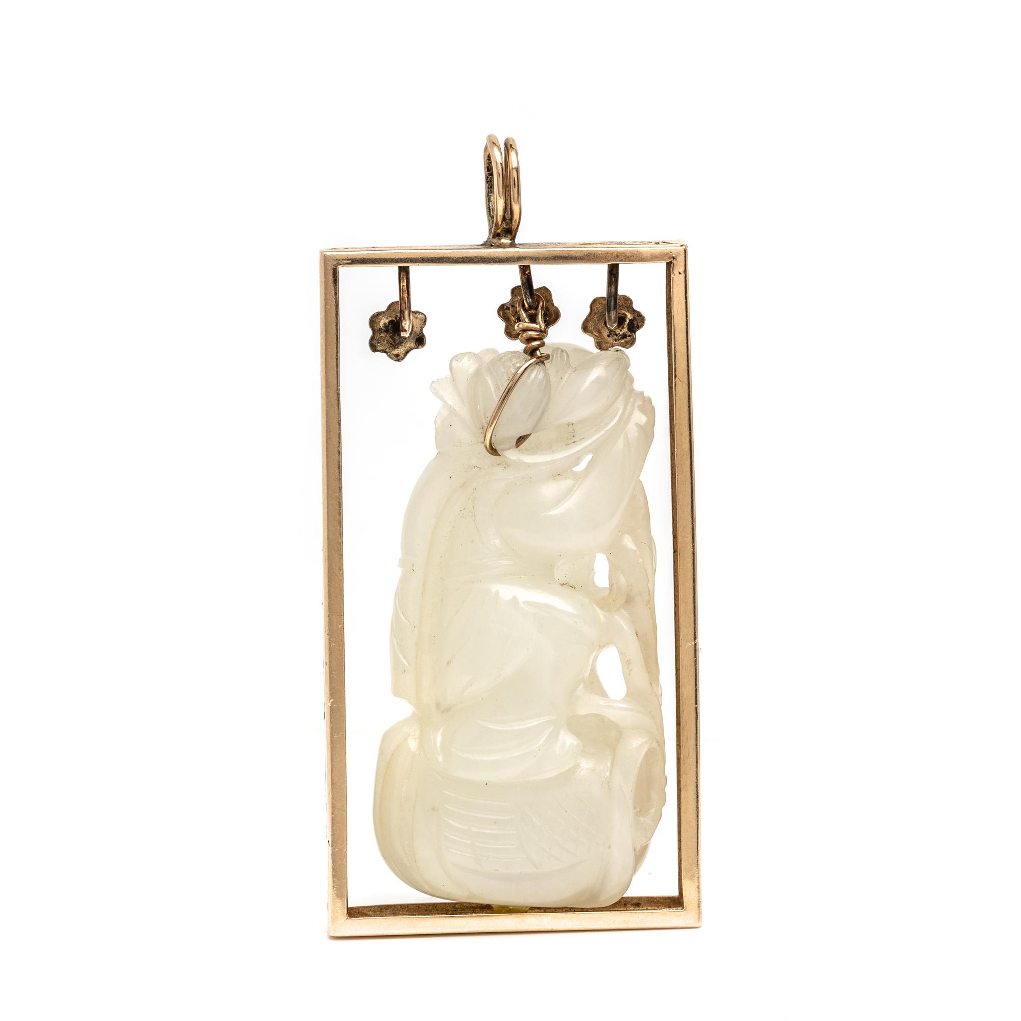JADE, DIAMOND, AND YELLOW GOLD PENDANT