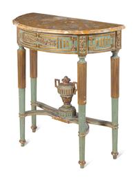 An Italian Neoclassical Style Painted and Parcel Gilt Marble-Top Console Table