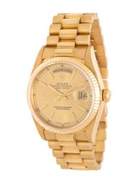 ROLEX, REF. 18038 18K YELLOW GOLD 'OYSTER PERPETUAL DAY-DATE' WATCH