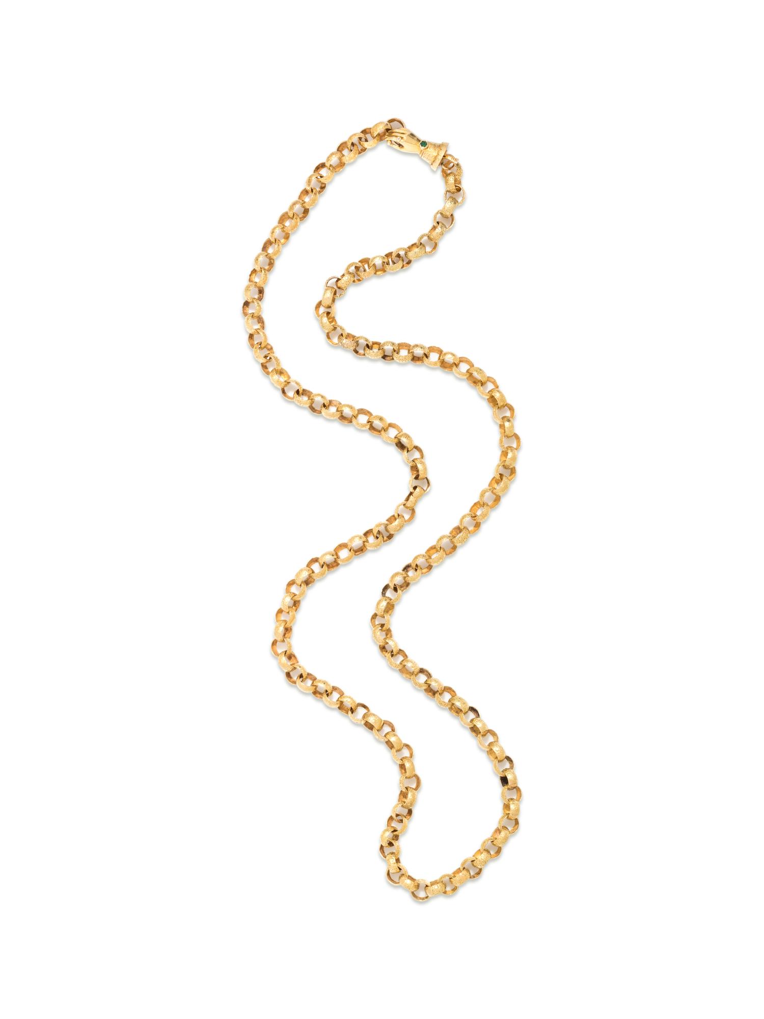 ANTIQUE, YELLOW GOLD LONGCHAIN NECKLACE