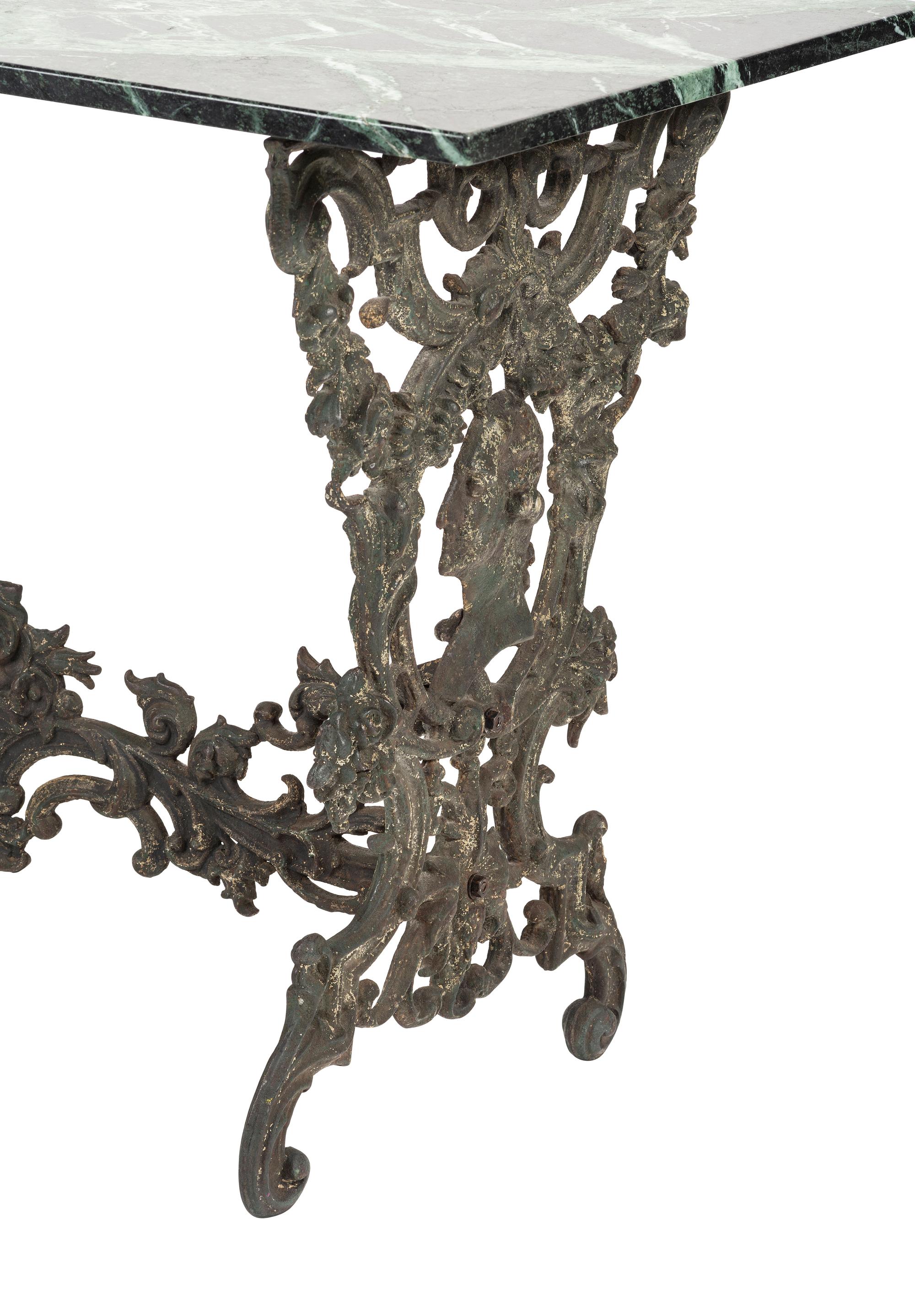 A Wrought Iron and Marble Top George Washington Garden Table