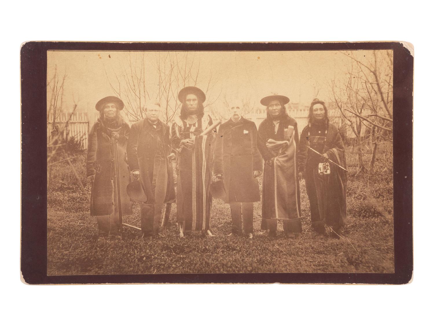 [NATIVE AMERICANS] Boudoir card of 1887 Coeur D'Alene Treaty Delegation. Missoula, MT: H.B. Calfee.