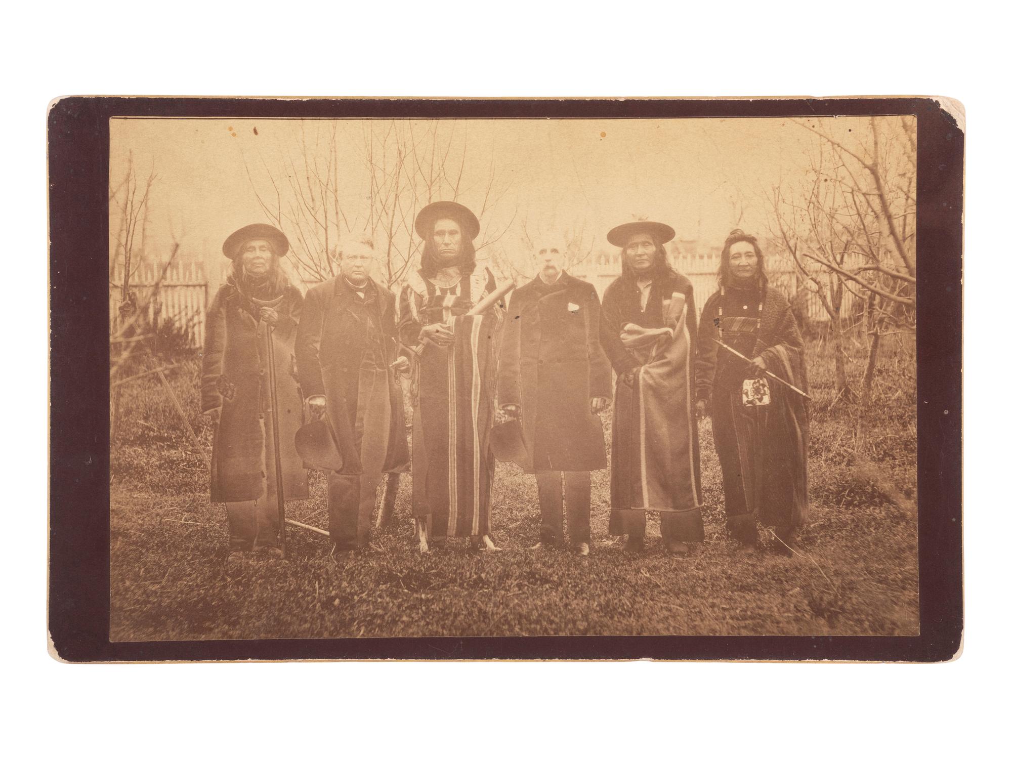 [NATIVE AMERICANS] Boudoir card of 1887 Coeur D'Alene Treaty Delegation. Missoula, MT: H.B. Calfee.