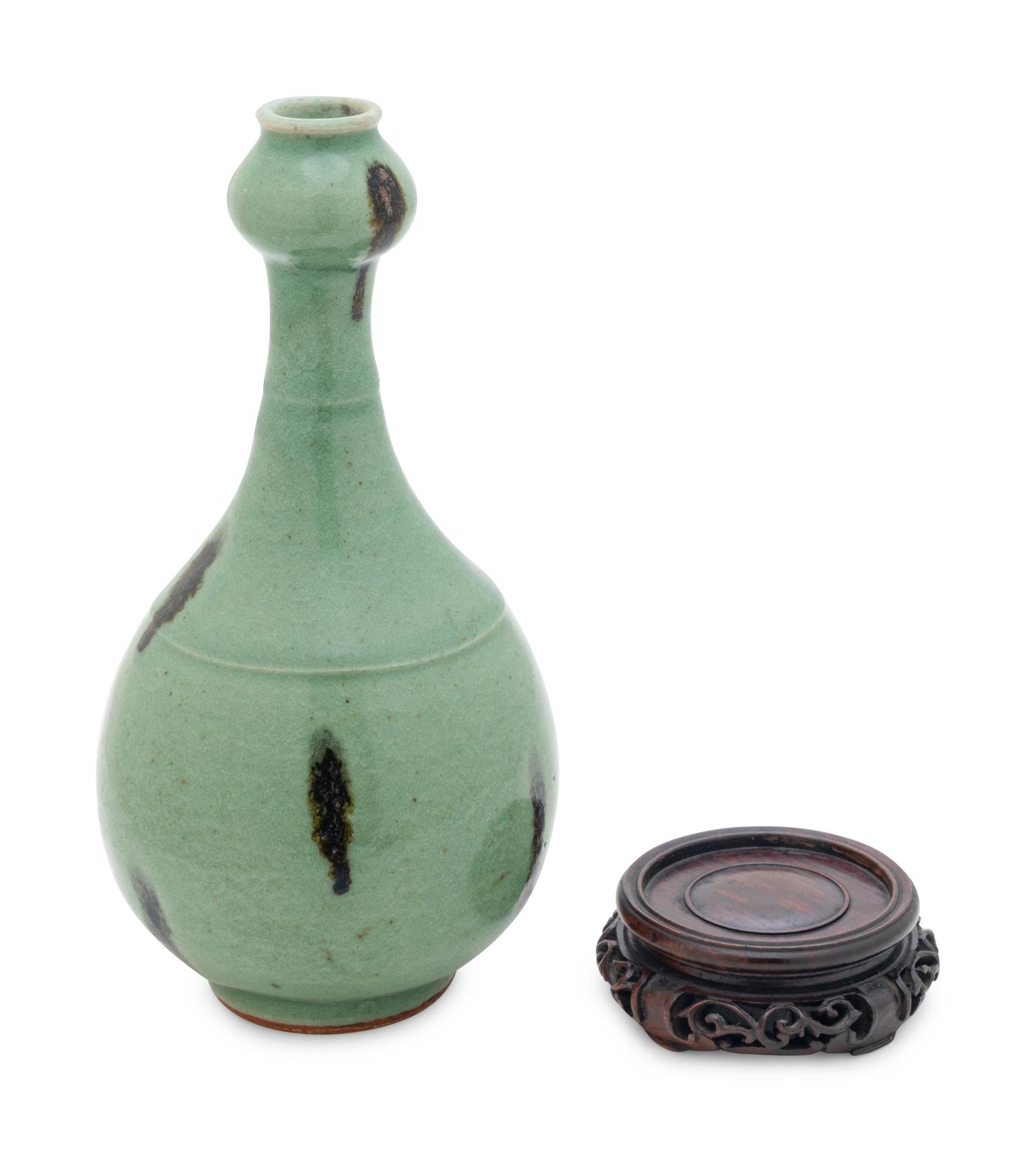A Longquan Glazed Tobi Seiji Garlic Mouth Bottle Vase