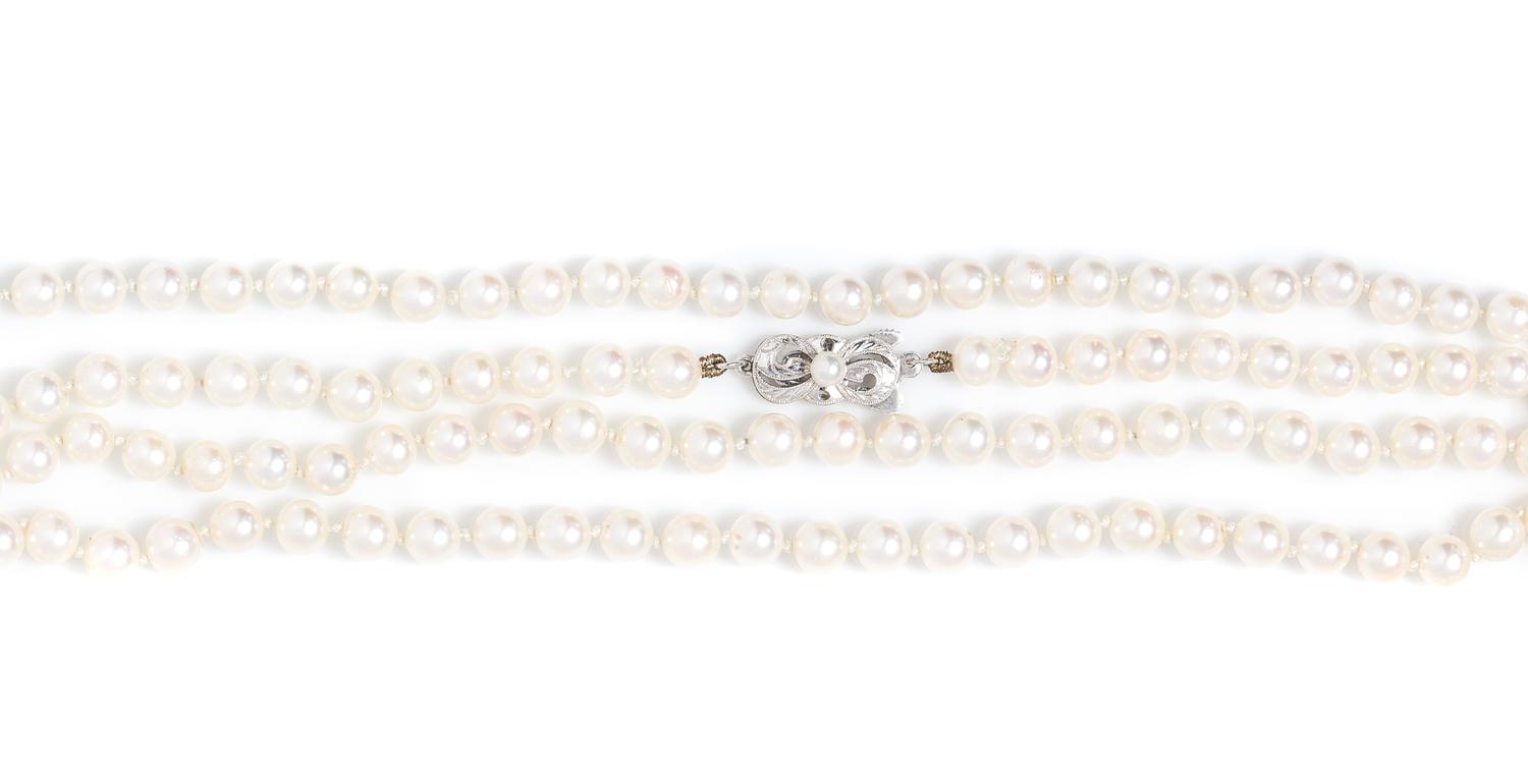 A Single Strand Cultured Pearl Necklace, Mikimoto,