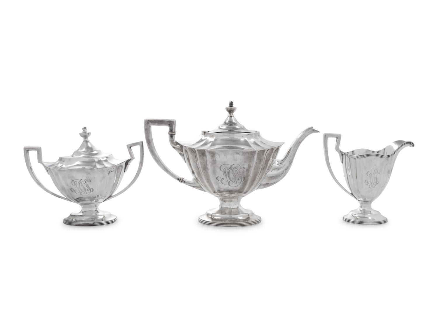 An American Silver Three-Piece Tea Service