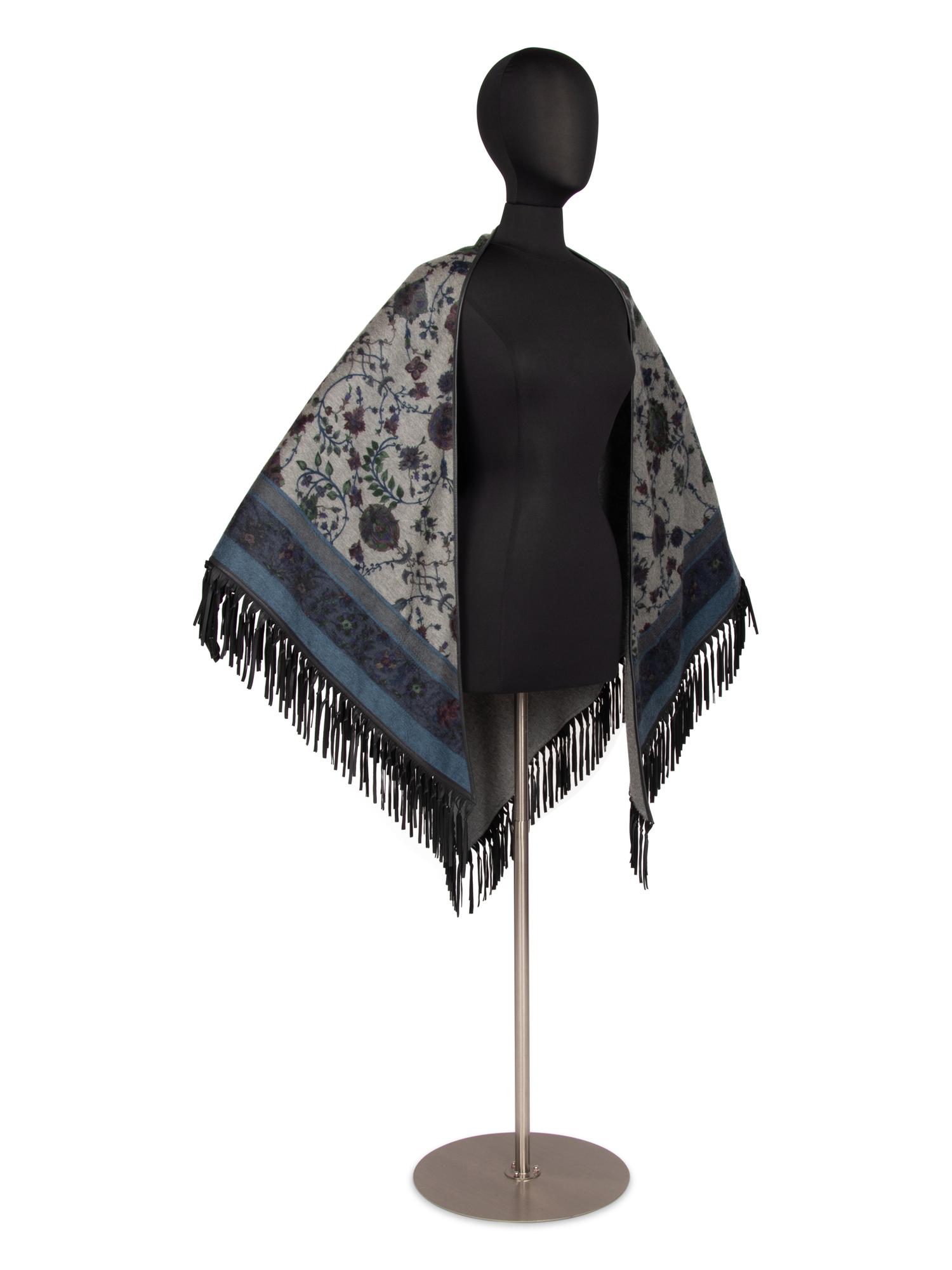 Loro Piana Lambskin Leather Trimmed Cashmere Shawl