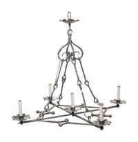 A Pair of Baroque Style Cast Metal Five-Light Ceiling Fixtures