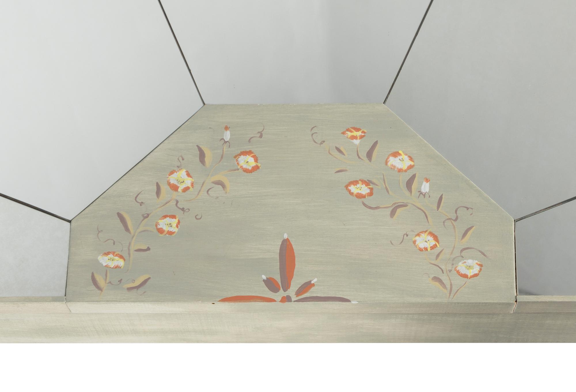 A Pair of Custom Painted and Mirror-Veneered Console Tables